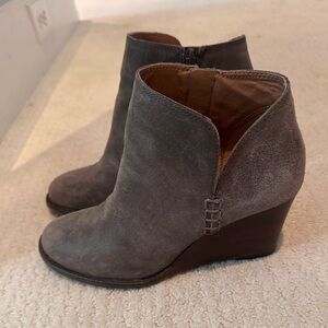 Lucky Brand Gray Wedge Ankle Boots